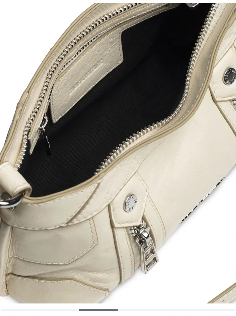 Zadig & Voltaire Cream Leather Zip-Detail Clutch - Picture 3 of 5